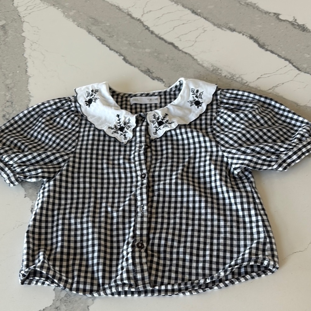 Classic Black and White Checkered Kids Shirt